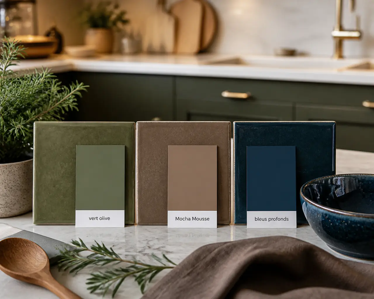 Quelle couleur tendance 2025 pour la cuisine choisir entre vert olive, Mocha Mousse et bleus profonds ?