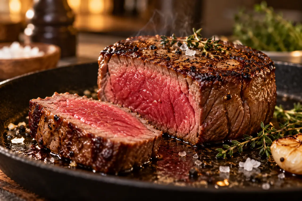 Cuissons du tournedos : une croûte dorée, un cœur saignant à 52–54 °C