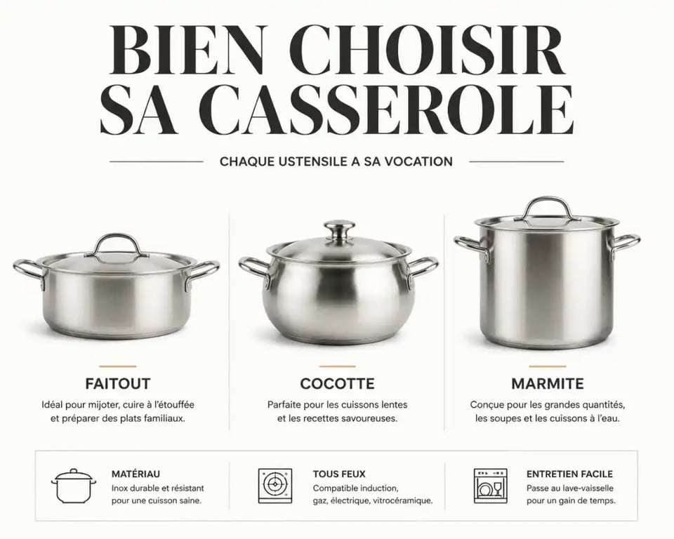 Faitout cuisine comparé à une cocotte et une marmite