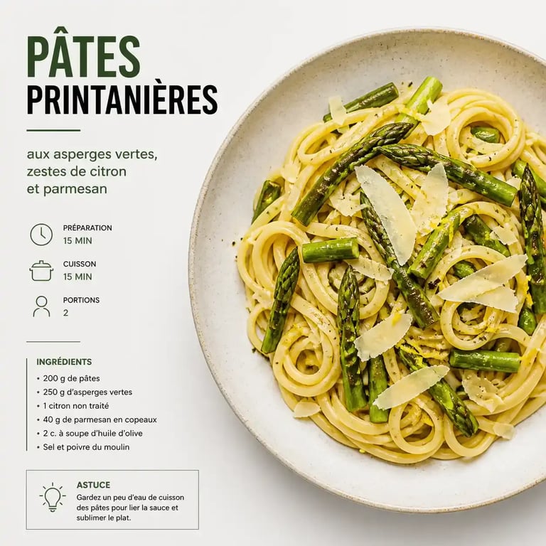 Recette de pâtes aux asperges pour vos idées repas de mai
