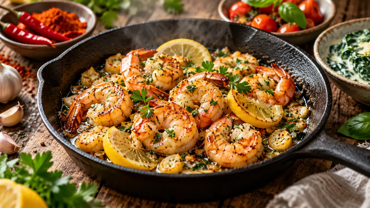 Recette avec des crevettes facile et rapide : une poêlée ail-citron et 3 variantes