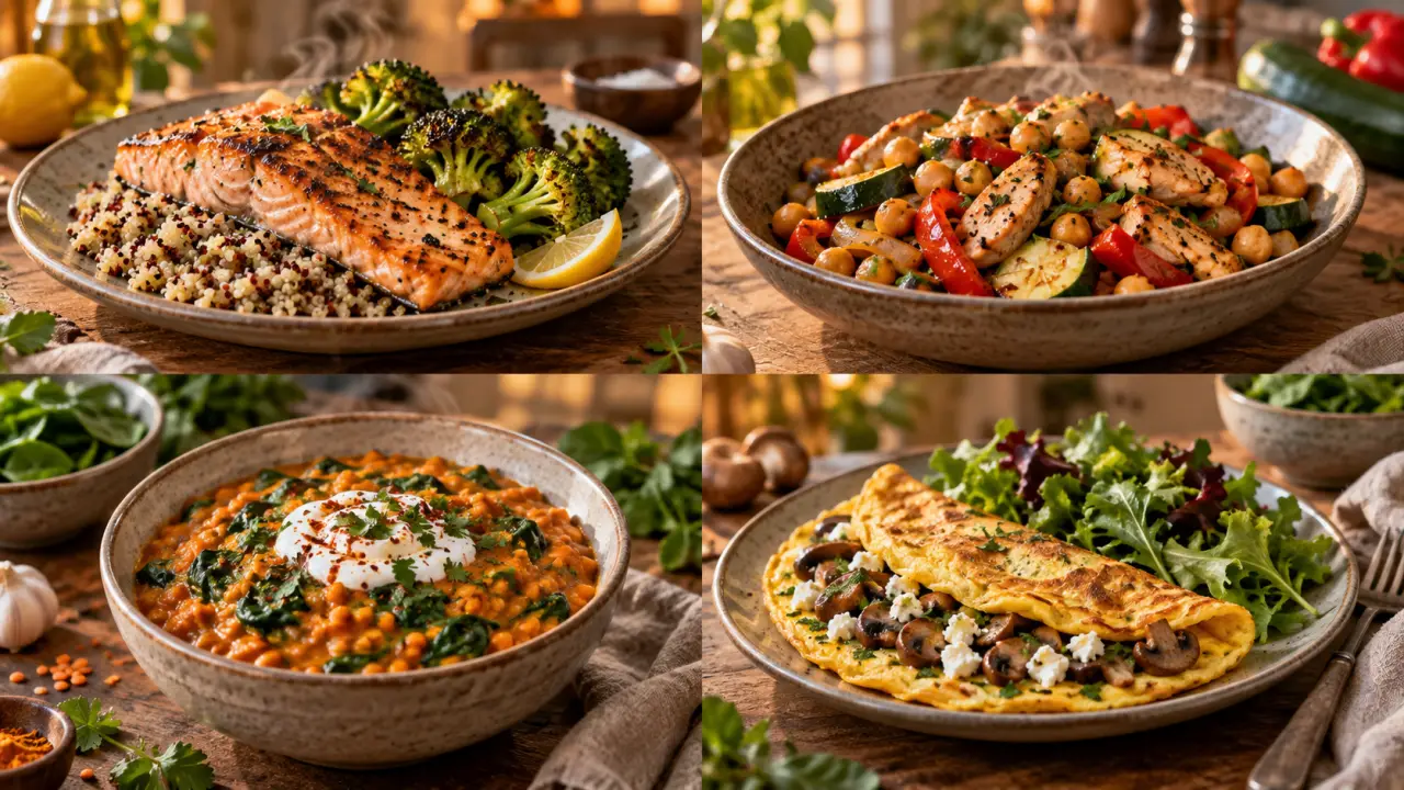 4 recettes de plats principaux à IG bas, rassasiantes et faciles les soirs pressés
