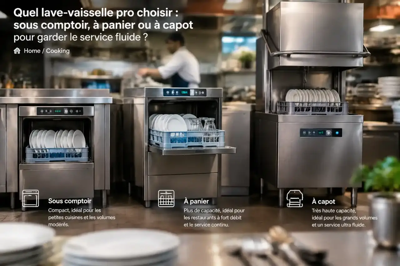 Quel lave-vaisselle pro choisir : sous comptoir, à panier ou à capot pour garder le service fluide ?