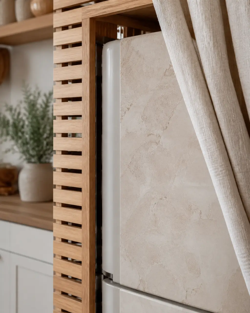 Comment cacher un frigo non encastrable sans l’étouffer : adhésif, caisson ou rideau ?
