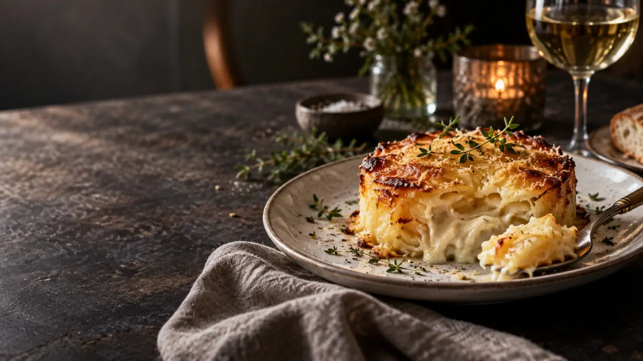 Gratin familial revisité et dressé comme un plat chic