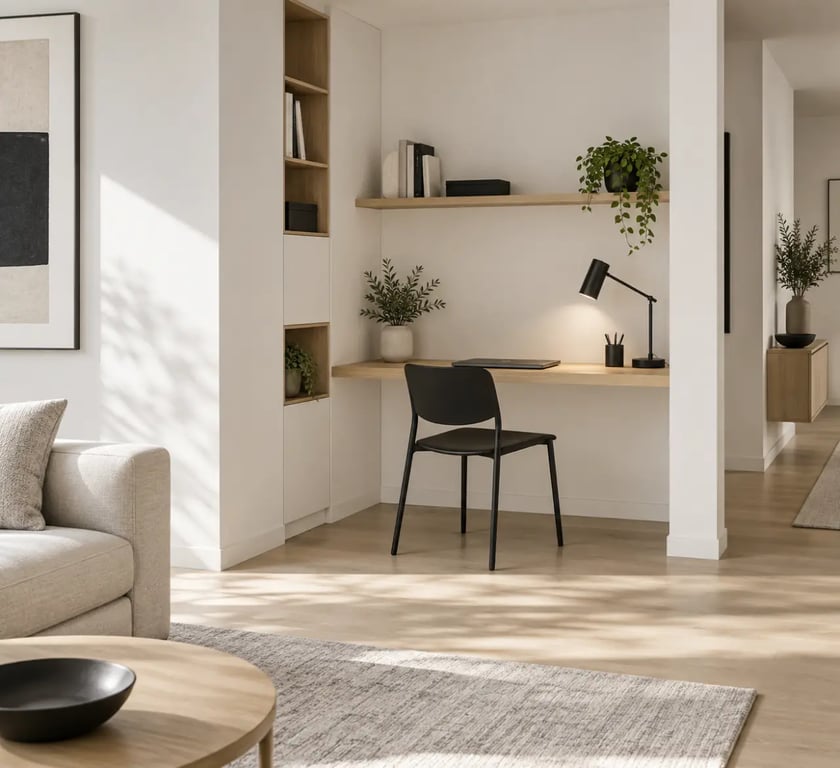 Aménager un angle perdu du salon en coin bureau compact